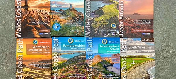Wales Coast Path official guides, covers-North Wales Coast, Anglesey, Llyn Peninsula, Snowdonia and Ceredigion Coast, Pembrokeshire, Carmarthen Bay and Gower, South Wales Coast