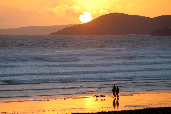 Newgale beach, in Pembrokeshire, is popular with surfers
