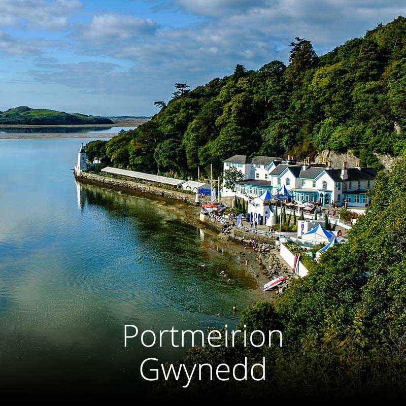 Portmeirion is an amazing Italianate fantasy village overlooking a beautiful estuary, near Porthmadog in North Wales